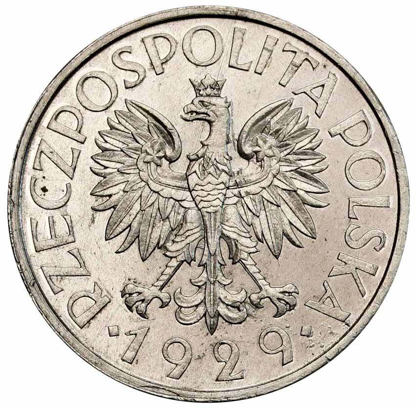 II RP 1 złoty 1929, aluminium z kolekcji Włodzimierza Głuchowskiego